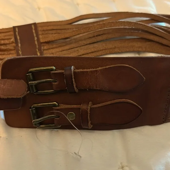 J.Crew double buckle belt Vintage J. Crew Women's S Wide Belt Brown Leather med - Picture 4 of 10